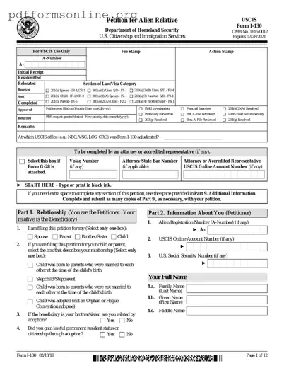 USCIS I-130 Template