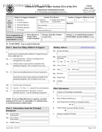 USCIS I-864 Template