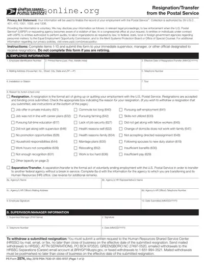 Usps Resignation Template