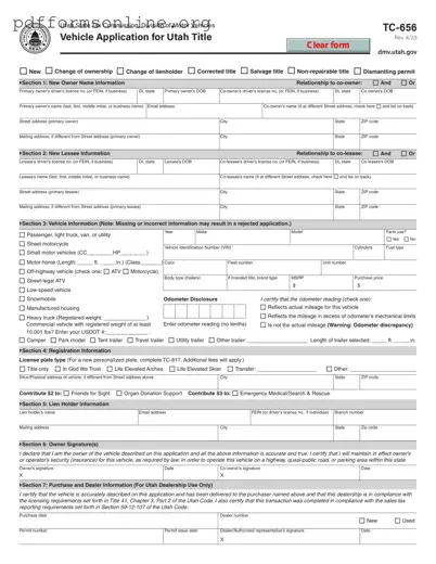 Utah Dmv Tc 656 Template