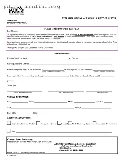 Vehicle Payoff Sample Letter Template