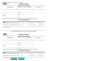 Vehicle POA REG 260 Template