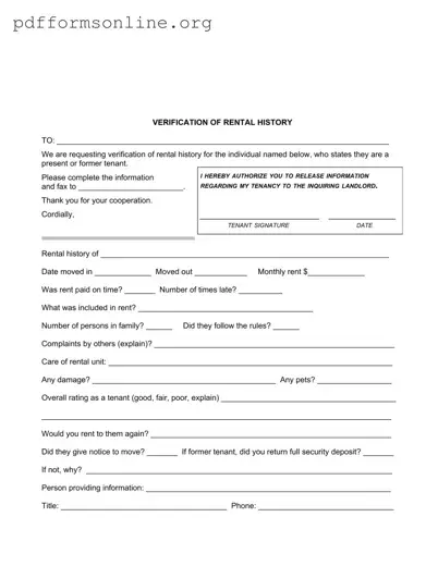 Verification Rental Template