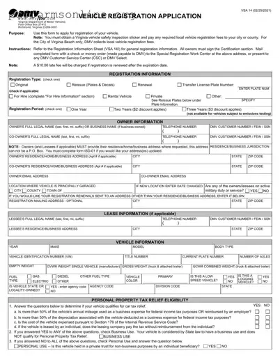 Virginia Dmv Registration Template