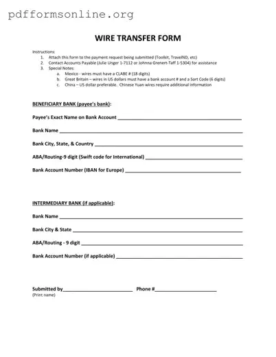 Wire Transfer Template