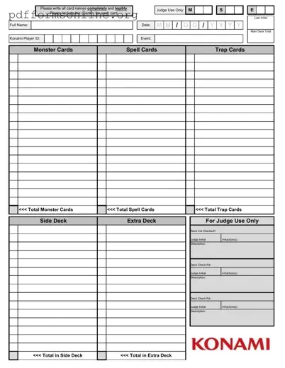 Konami Decklist Template