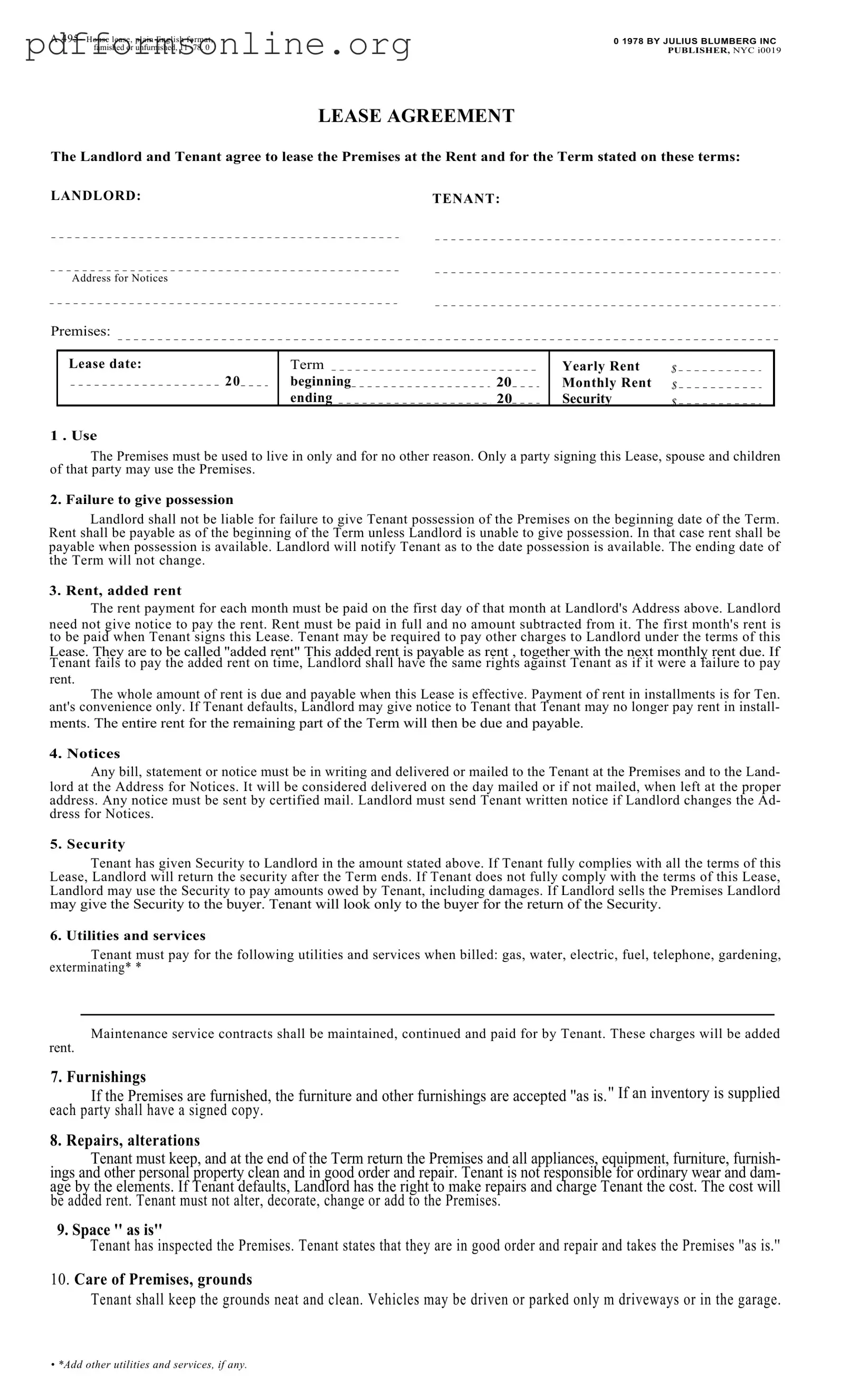 Blumberg Lease Agreement Template