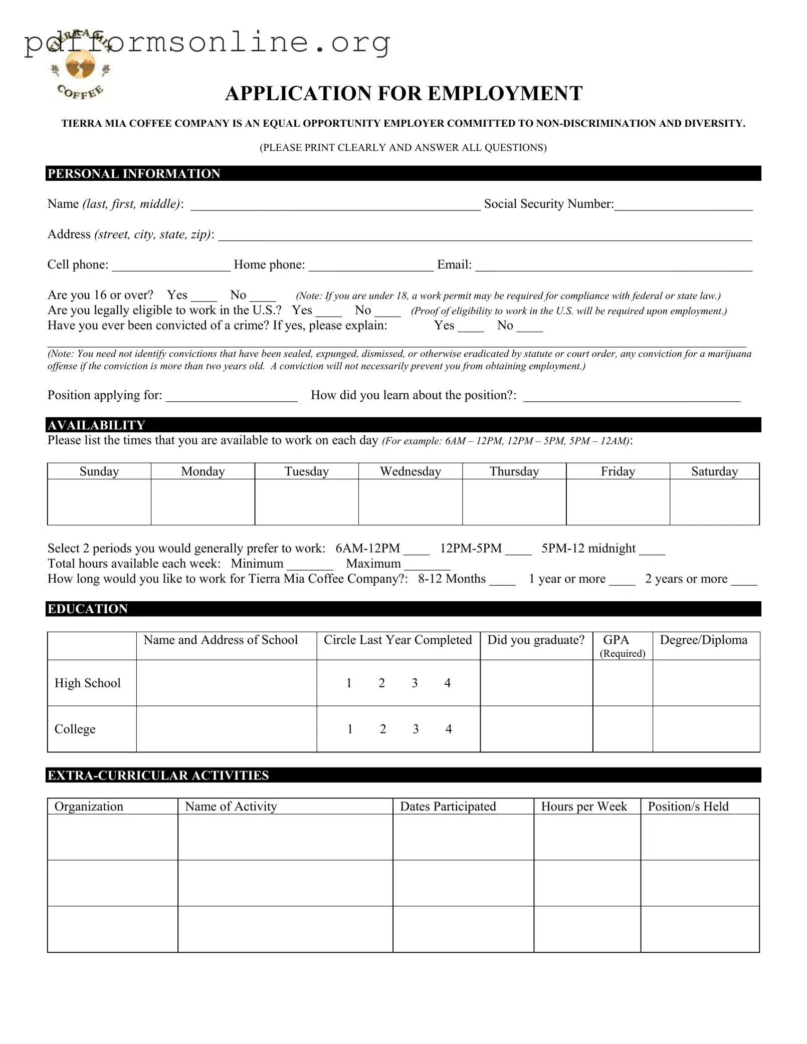 Tierra Mia Application Template