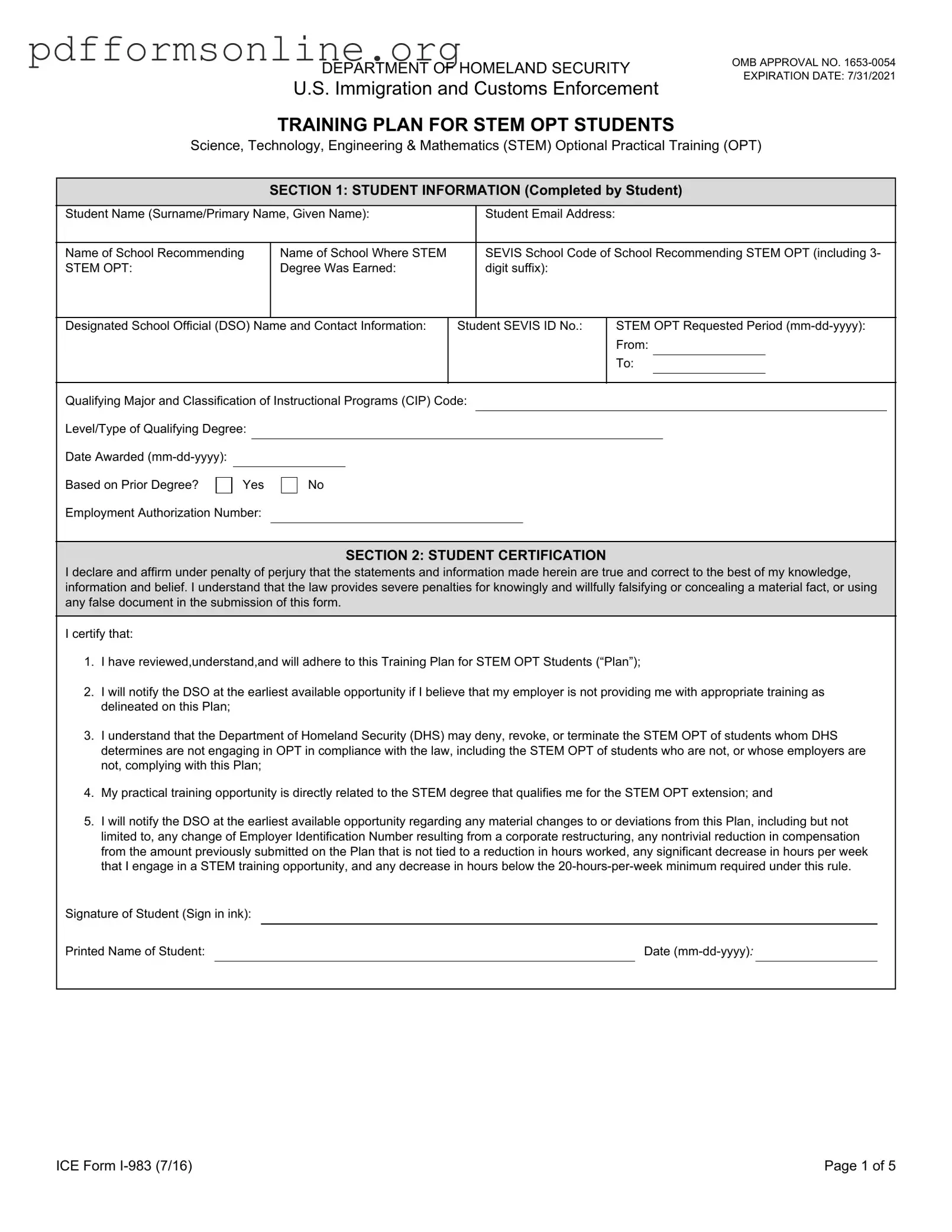 ICE I-983 Template