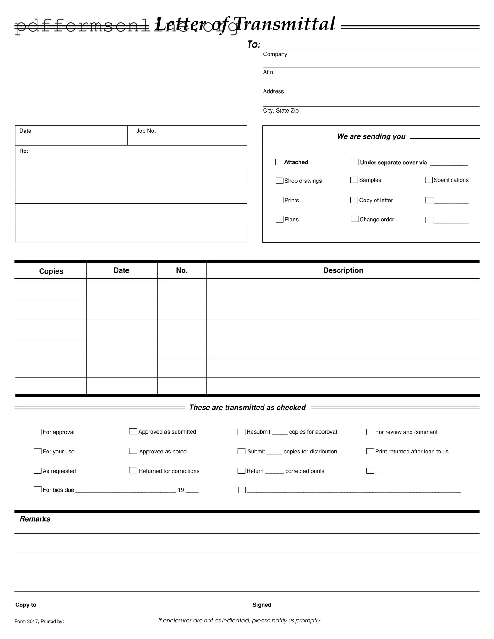 Transmittal Template