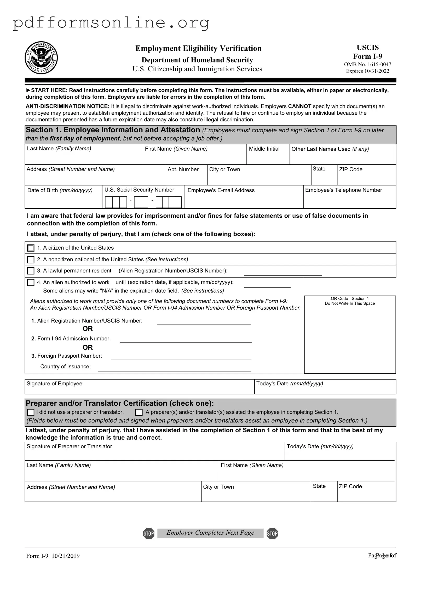 USCIS I-9 Template