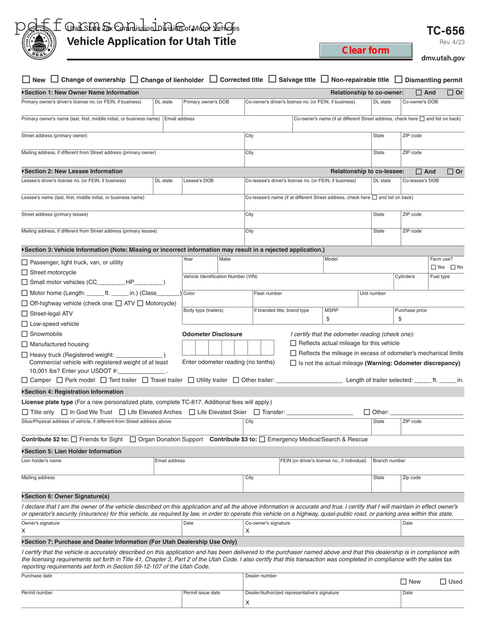 Utah Dmv Tc 656 Template