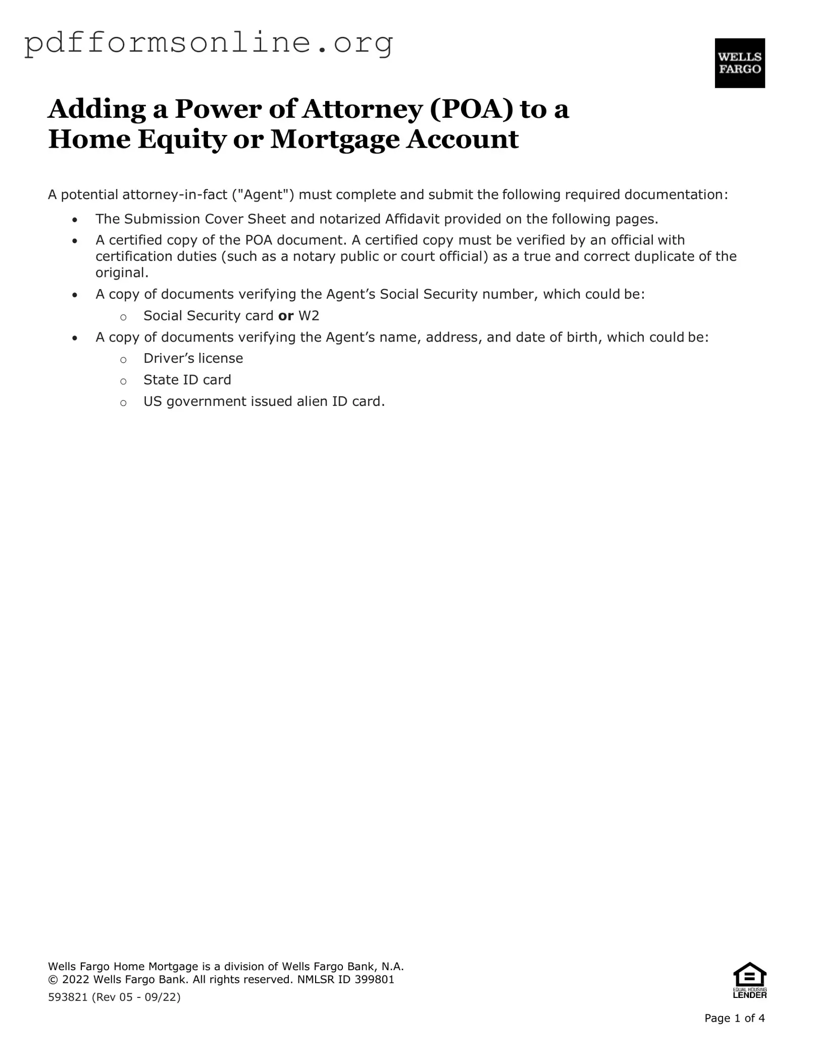 Wells Fargo Power of Attorney Template