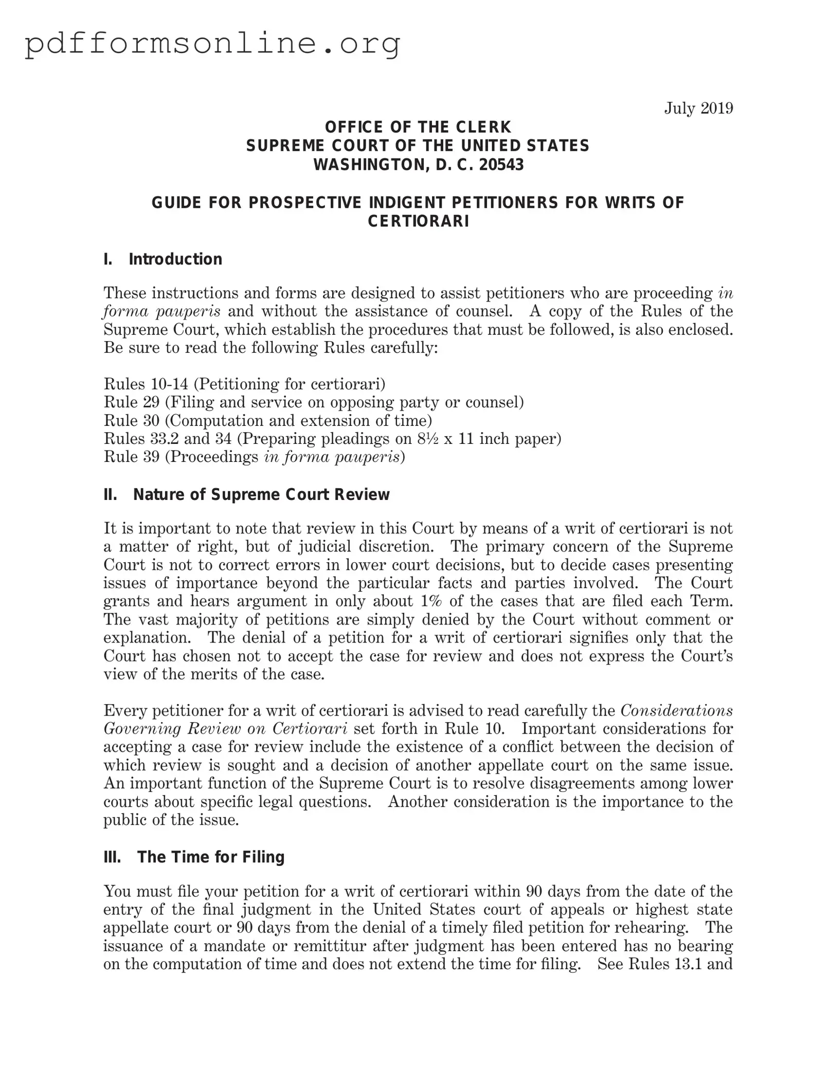 Writ Of Certiorari Template